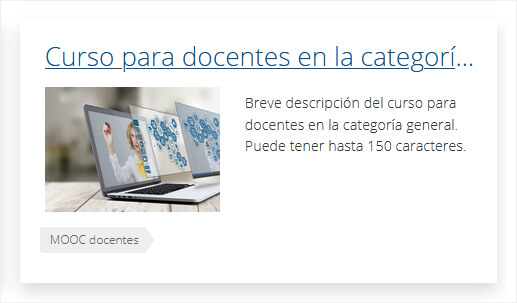 Un curso con etiqueta mostrado en la página de inicio