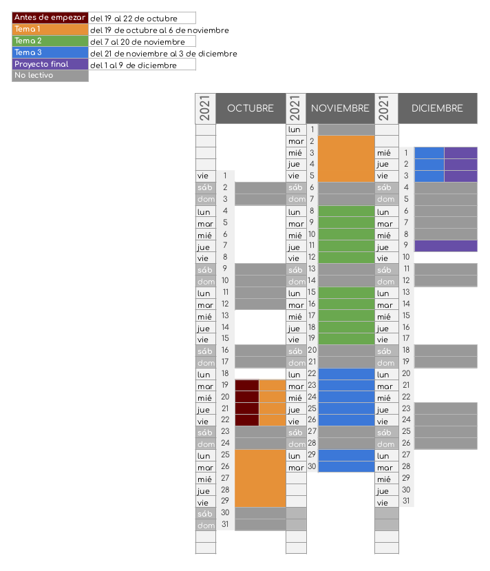 Calendario curso