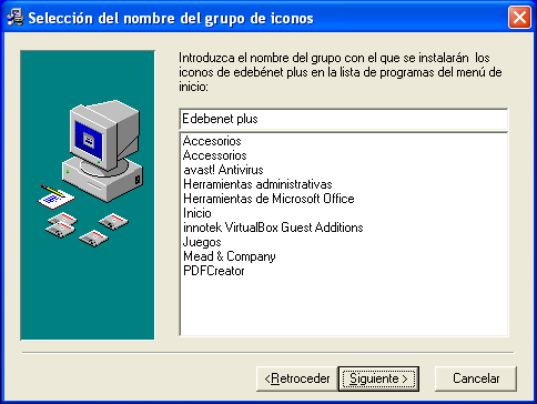 Selección del nombre del grupo de iconos