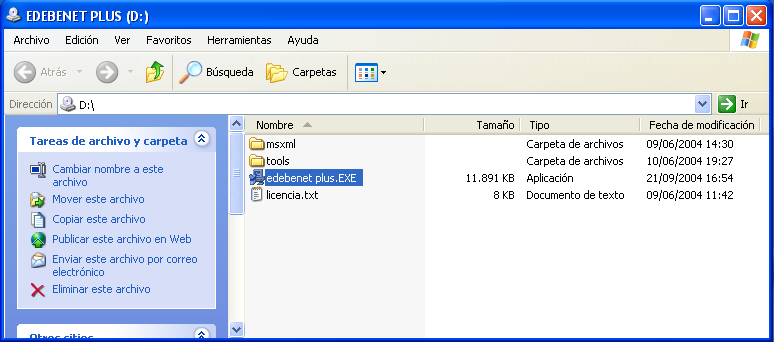 Ficheros del CD de instalación de EdebeNET