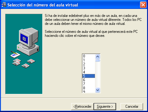 Selección del número del aula virtual