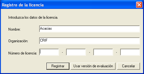 Registro de la licencia