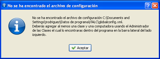 Archivo de configuración no encontrado