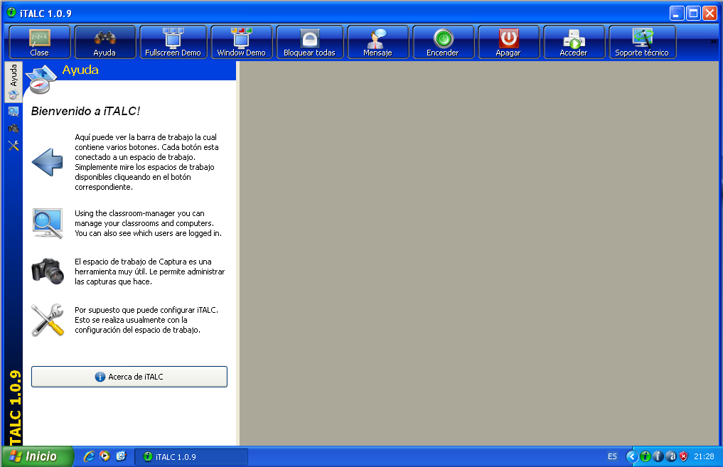 Pantalla de iTALC