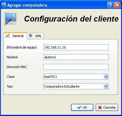 Configuración del cliente