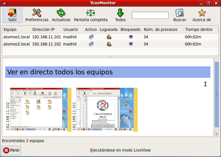 TCOS con liveview activado