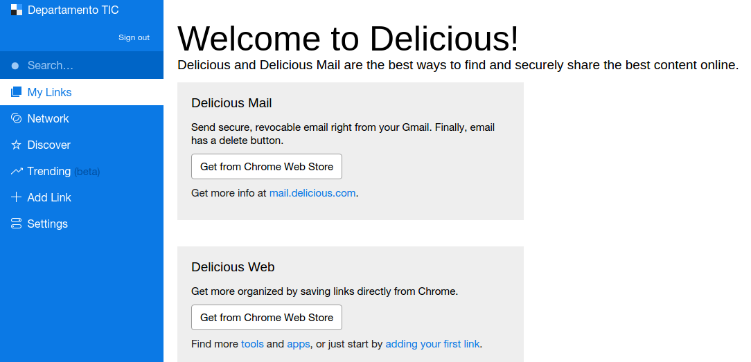 Delicious en Chrome