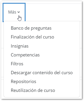 Más opciones del menú de navegación