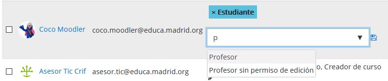 Muestra la ventana para añadir o eliminar roles a un participante