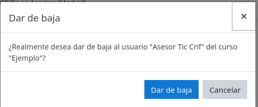 Confirmación de baja de participante