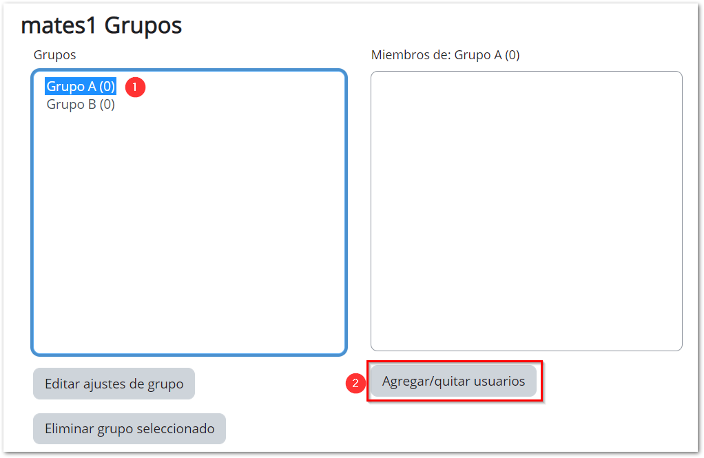 muestra cómo inicial el alta de miembros de un grupo