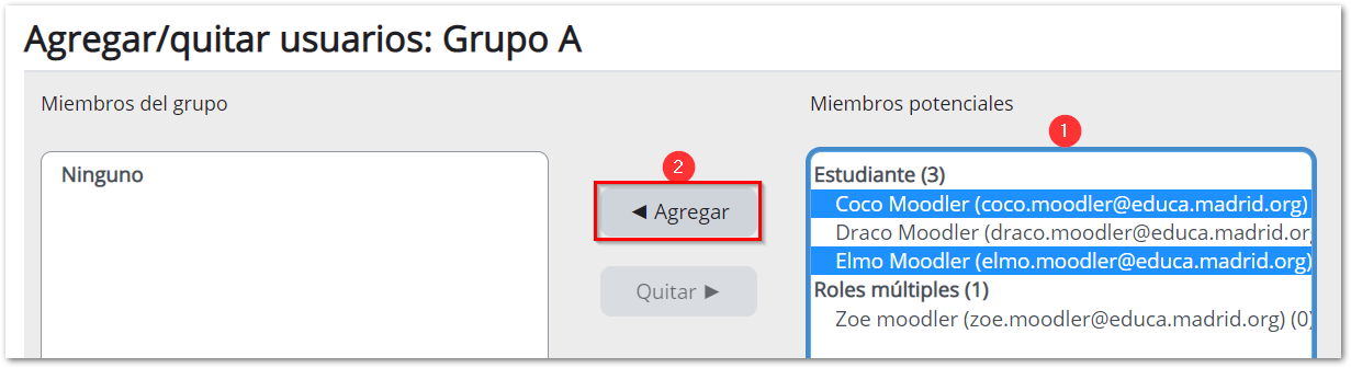 Agregar y o quitar miembros de un grupo