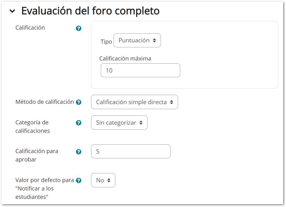 Calificación global del foro