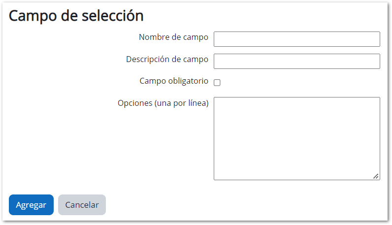 Campo de selección en una base de datos