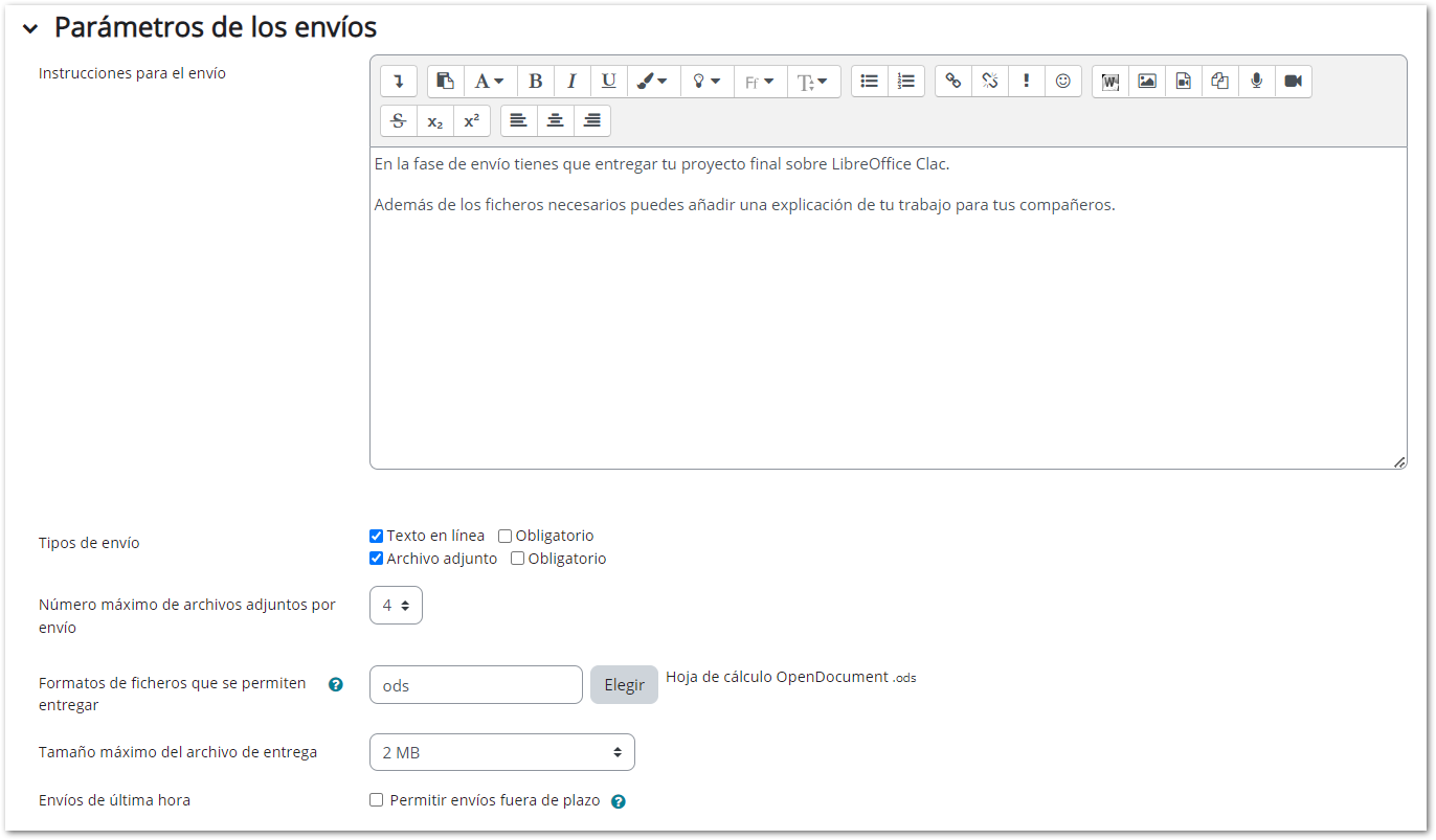 configuración taller envíos