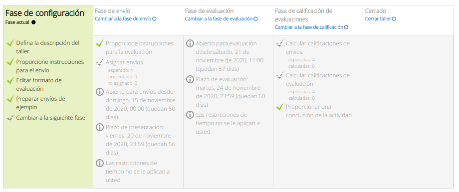 configuración taller vista