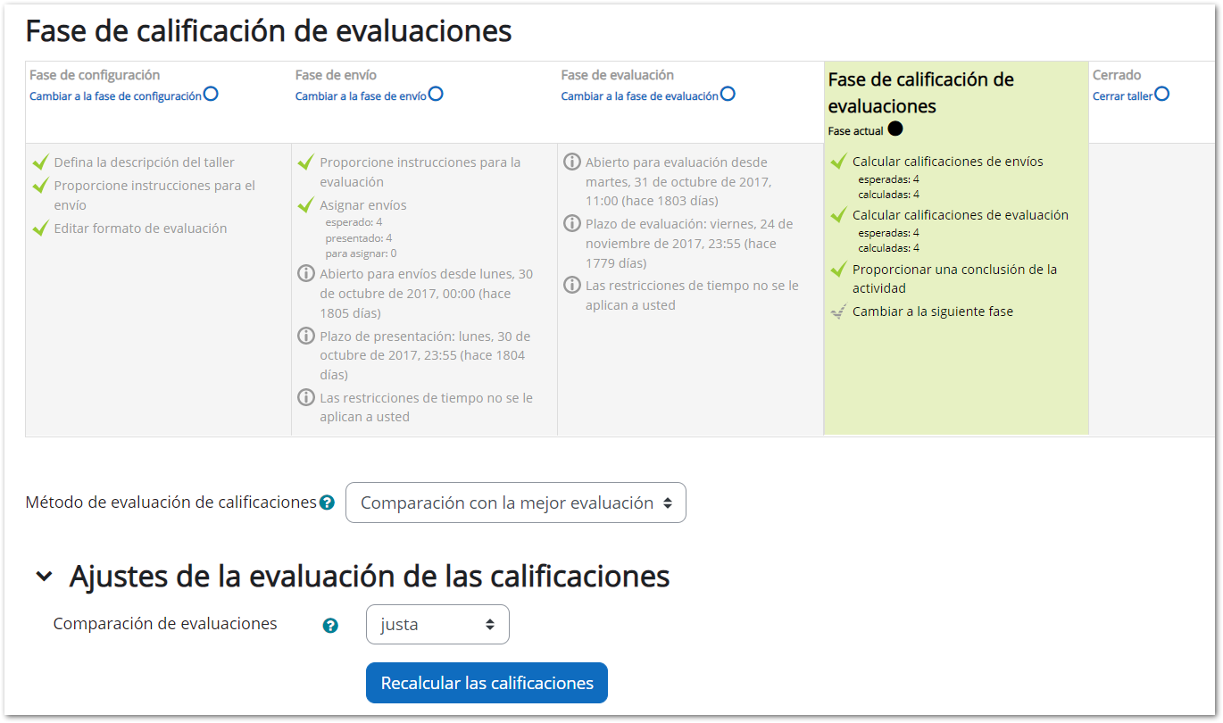 taller fase calificación