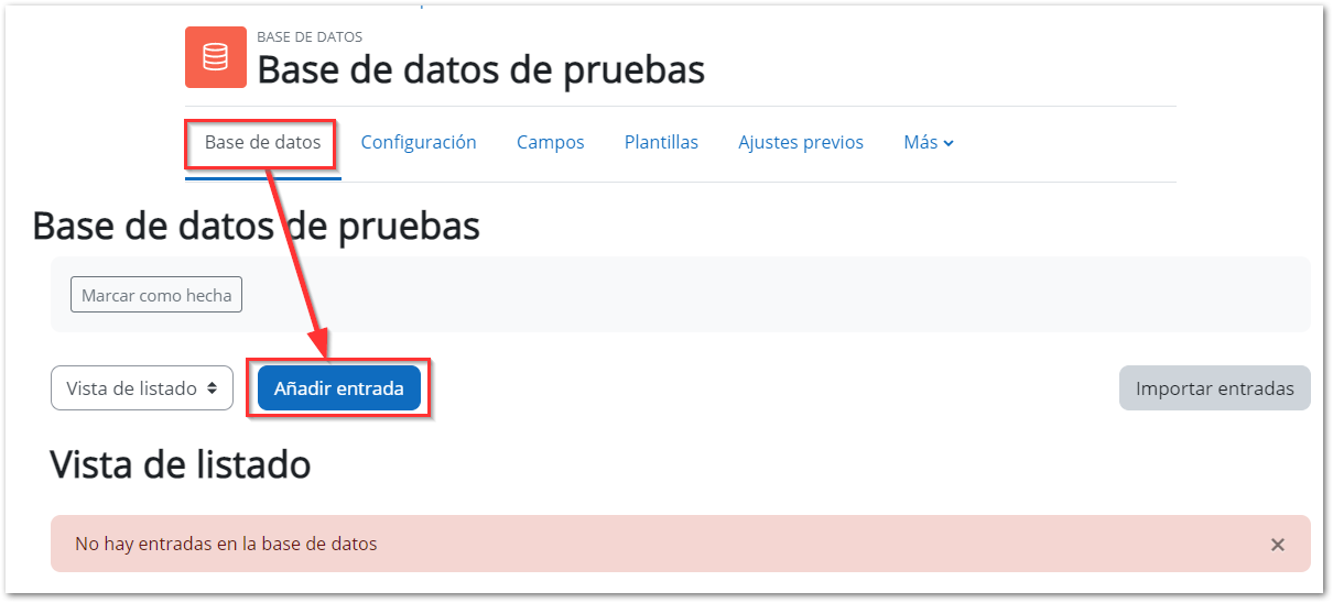 Añadir entrada a una base de datos