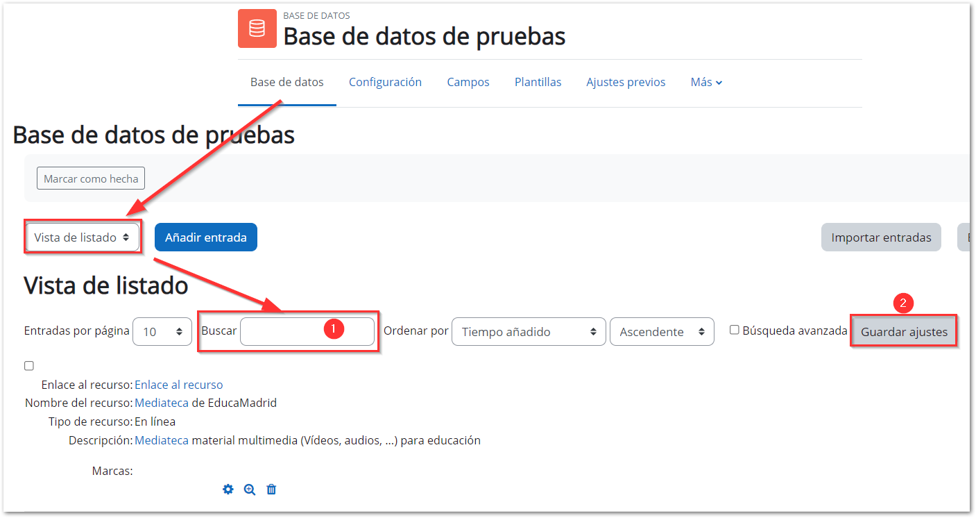 Buscar en una base de datos