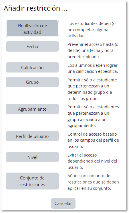 configuración tarea restricciones 2