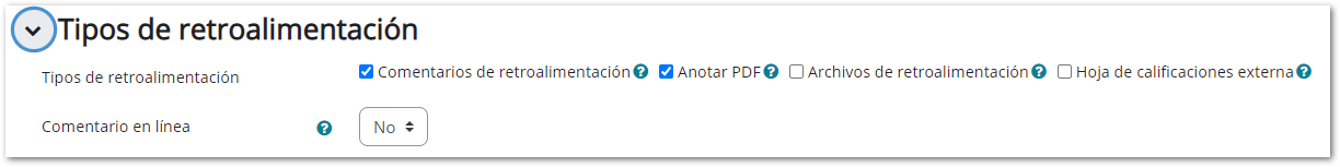 configuración tarea retroalimentación