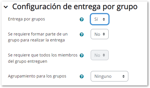 configuración tarea grupo