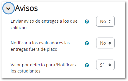 configuración tarea avisos