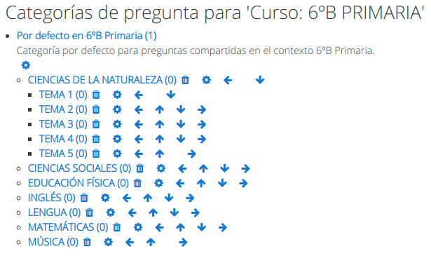 categorías del banco de preguntas