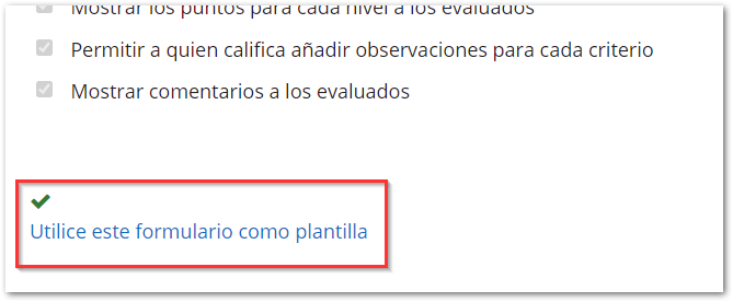 rúbrica configuración plantilla usar