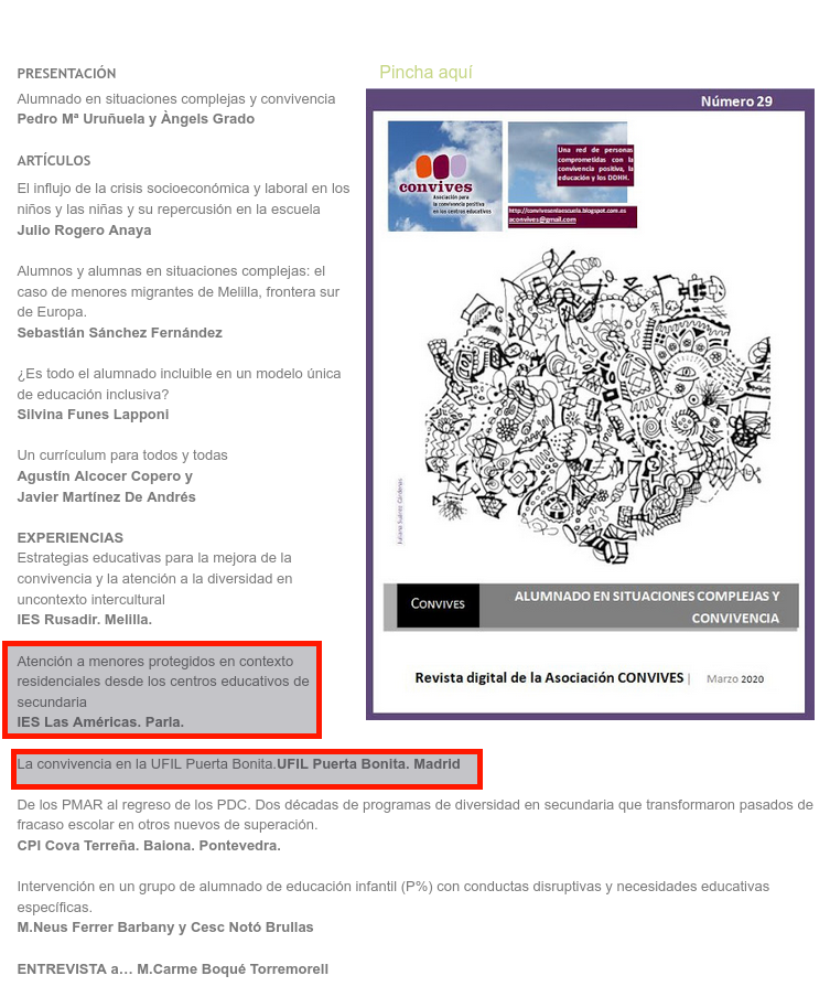 cartel de programación convives en centros educativos