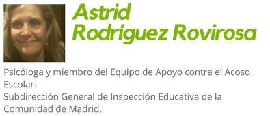 Astrid Rodríguez Rovirosa, psicóloga y miembros del equipo de apoyo contra el acoso escolar, subdirección general de inspección educativa de la CAM