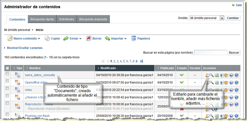 Administrador de contenidos