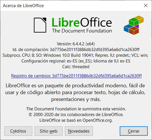 Créditos de LibreOffice Writer