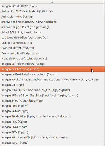 Formatos gráficos del GIMP