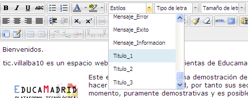 Estilos en el editor html