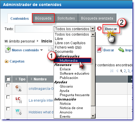 Búsqueda tipo contenido