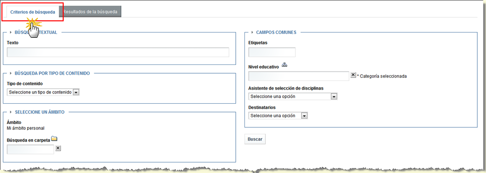 Criterios de búsqueda