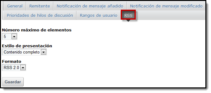 Foro Configuración RSS