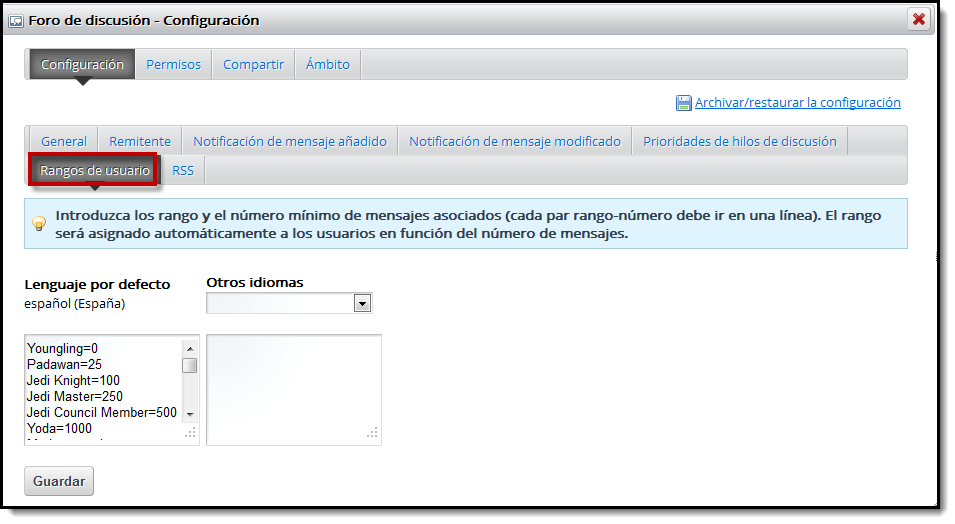 Foro Rango de usuarios