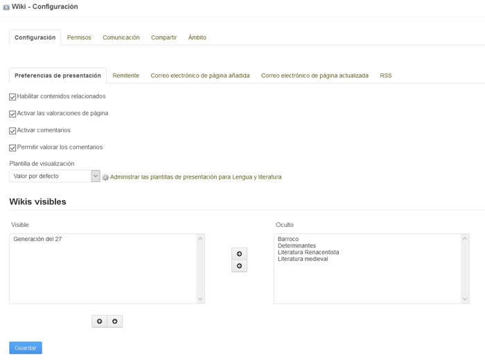 Wiki. Configuración de las Preferencias de Presentación.