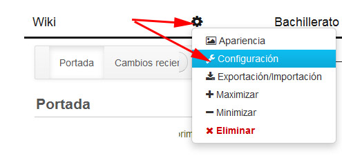 Wiki. Acceso a configuración General.