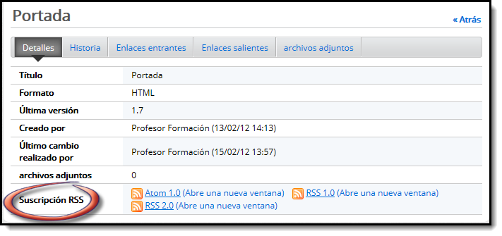 Wiki. Suscripción usuario anónimo por RSS.