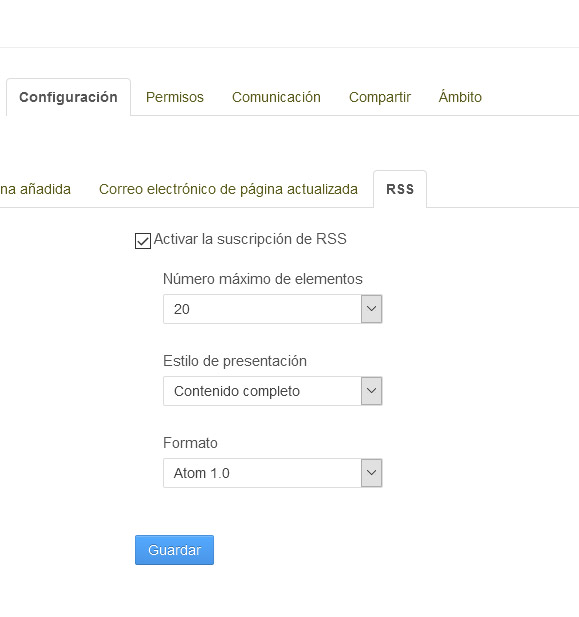 Configuración de RSS